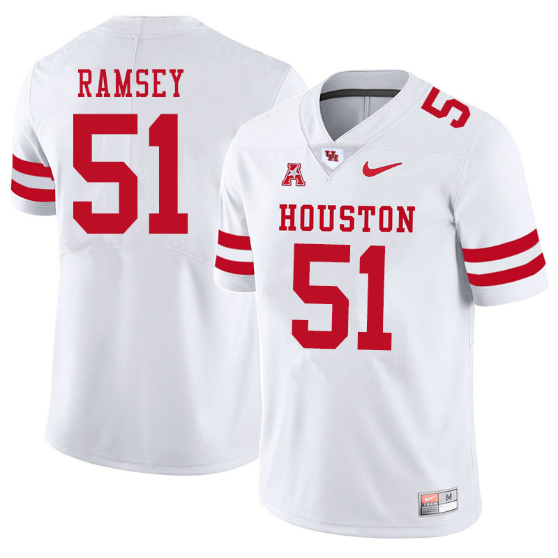 Men #51 Kyle Ramsey Houston Cougars College Football Jerseys Sale-White - Click Image to Close